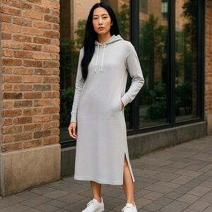 Loft | Drawstring Neck Pocket Midi Dress Size Small